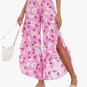 🔥🆕🔥Famulily Floral Pink Women's Wide-Leg Pants